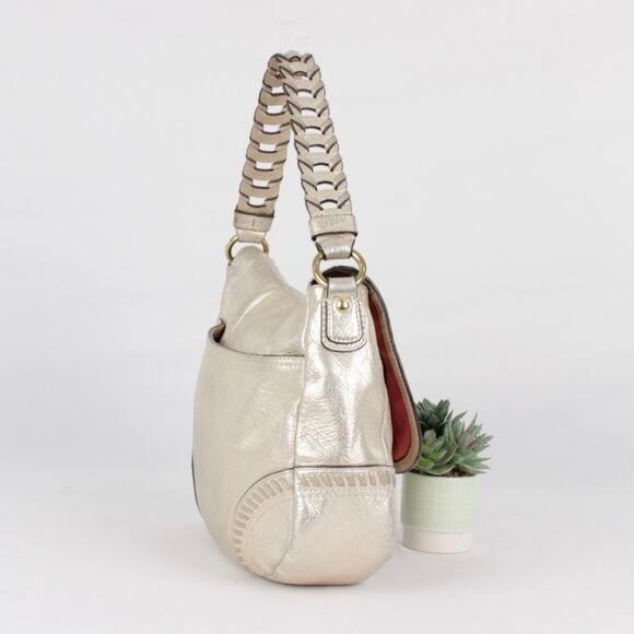 Coach Metallic Whipstitch Leather Bag in Champagne Metallic Gold - Picture 5 of 7